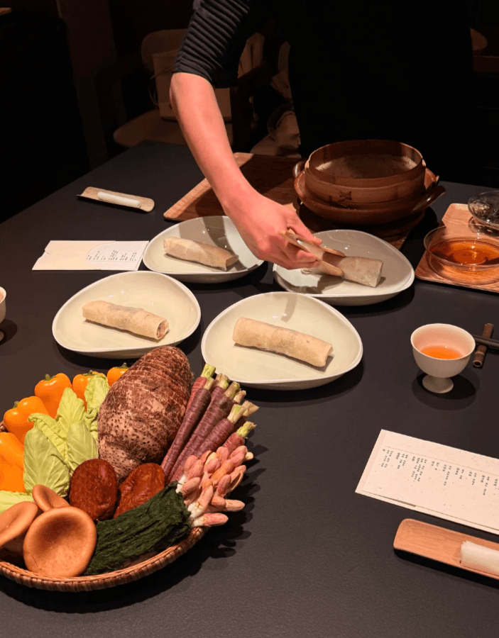 A dining room at Fu He Hui vegetarian restaurant in Shanghai