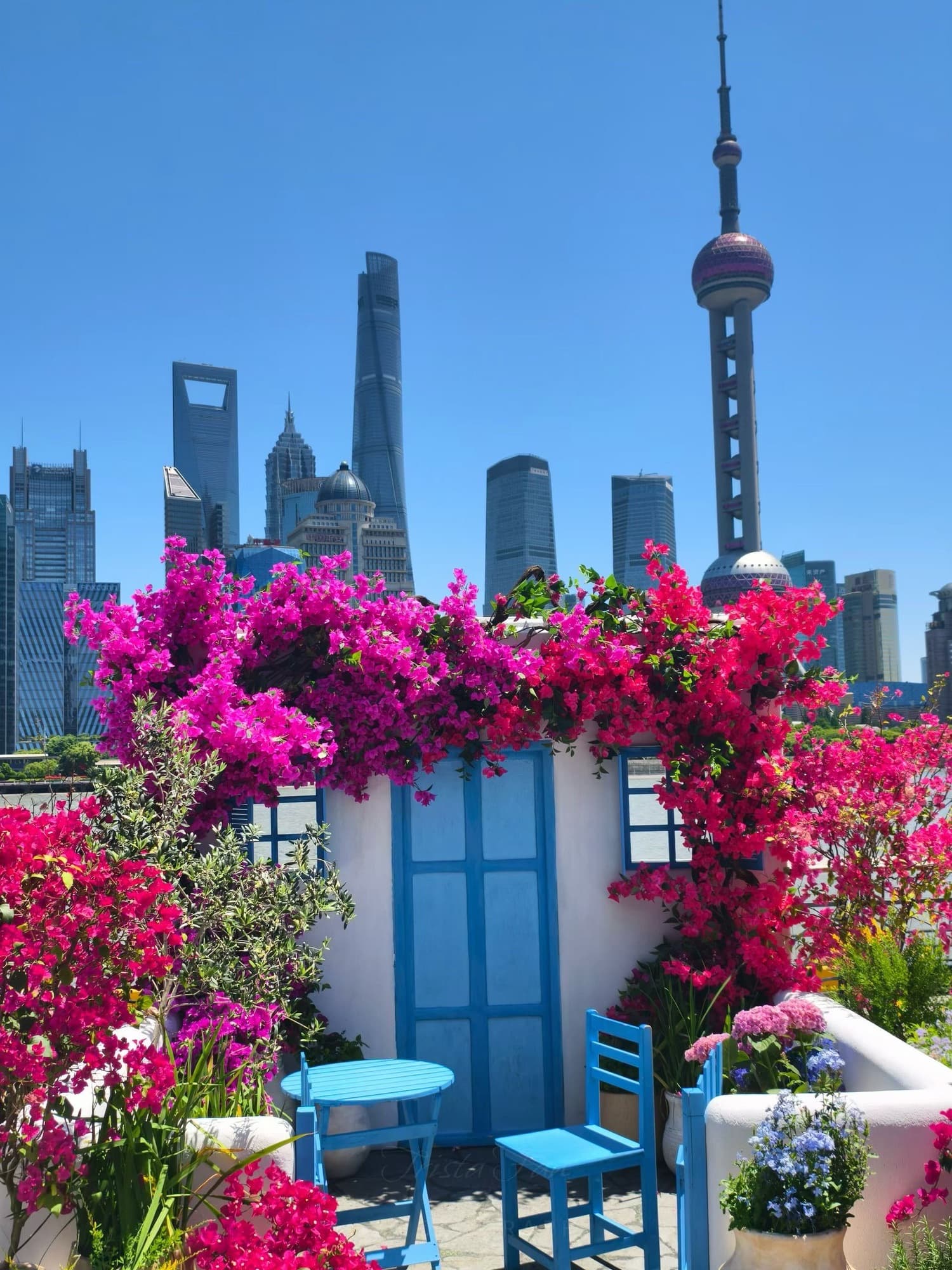 Lujiazui skyline seen from North Bund Riverside Park in Shanghai